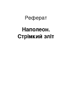 Реферат: Наполеон. Стрімкий зліт