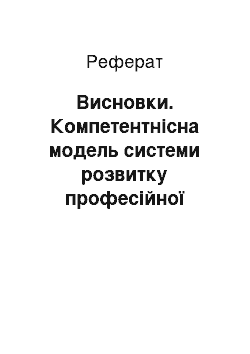 Реферат: Висновки. Компетентнісна модель системи розвитку професійної соціокомунікативної компетентності керівника профільного навчального закладу: теоретичне і практичне значення