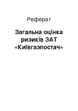 Реферат: Загальна оцінка ризиків ЗАТ «Київгазпостач»