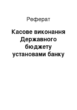 Реферат: Касове виконання Державного бюджету установами банку