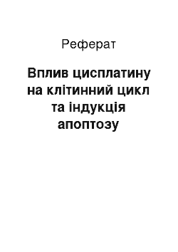 Реферат: Вплив цисплатину на клітинний цикл та індукція апоптозу