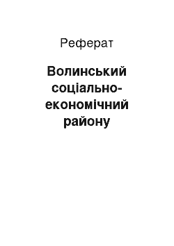 Реферат: Волинський соціально-економічний району