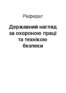 Реферат: Державний нагляд за охороною праці та технікою безпеки