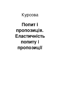 Курсовая: Попит і пропозиція. Еластичність попиту і пропозиції