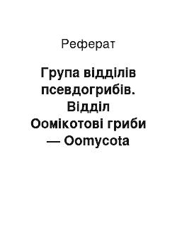 Реферат: Група відділів псевдогрибів. Відділ Оомікотові гриби — Oomycota