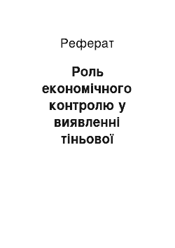 Реферат: Роль економічного контролю у виявленні тіньової господарської діяльності