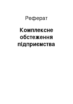 Реферат: Комплексне обстеження підприємства