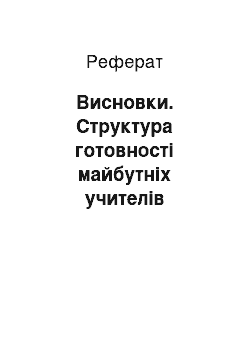 Реферат: Висновки. Структура готовності майбутніх учителів початкових класів у контексті сучасних вимог професійної освіти