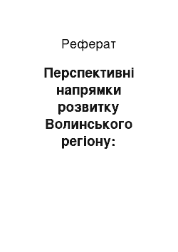 Реферат: Перспективні напрямки розвитку Волинського регіону: економічний, соціальний, екологічний аспекти на основі кластеризації та посиленні транскордонної співпраці