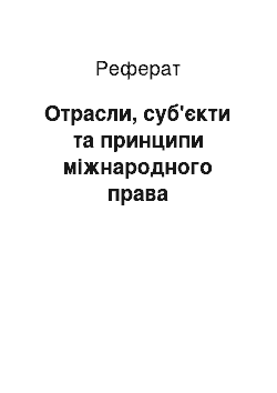 Реферат: Отрасли, суб'єкти та принципи міжнародного права