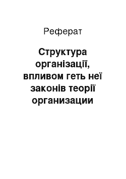 Реферат: Структура організації, впливом геть неї законів теорії организации