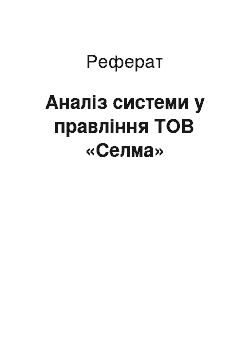 Реферат: Аналіз системи у правління ТОВ «Селма»