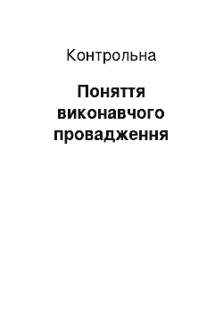 Контрольная: Поняття виконавчого провадження