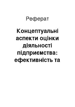 Реферат: Концептуальні аспекти оцінки діяльності підприємства: ефективність та результативність