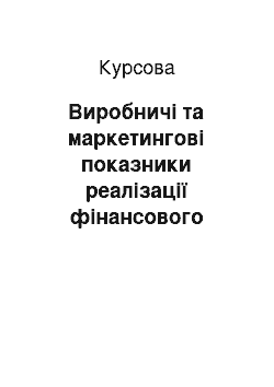 Курсовая: Виробничі та маркетингові показники реалізації фінансового плану